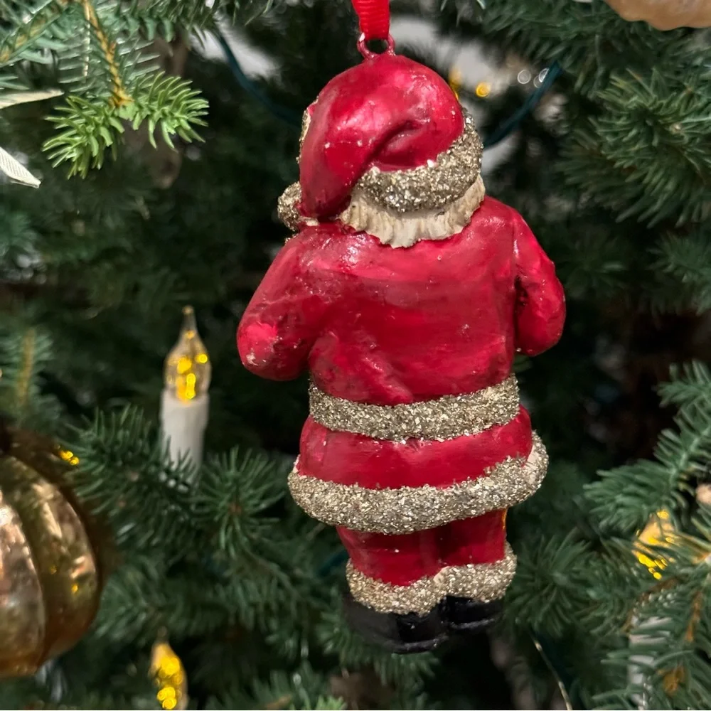 Vintage Pottery Barn Ceramic/,Glass Christmas Ornament: Santa